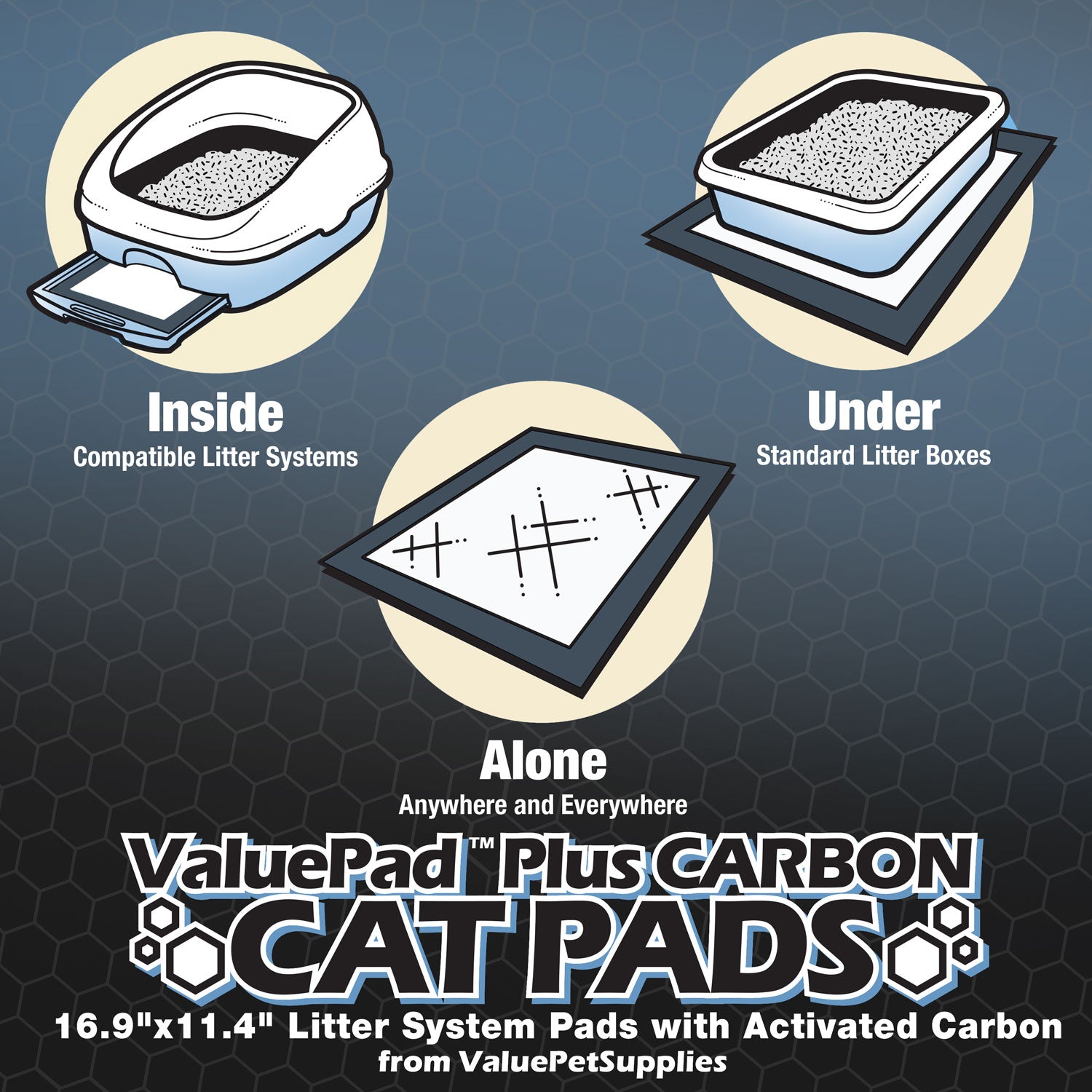 ValuePad Plus Cat Litter Pads, 16.9x11.4 Inch, Carbon, 200 Count - Breeze Compatible Refills BULK PACK