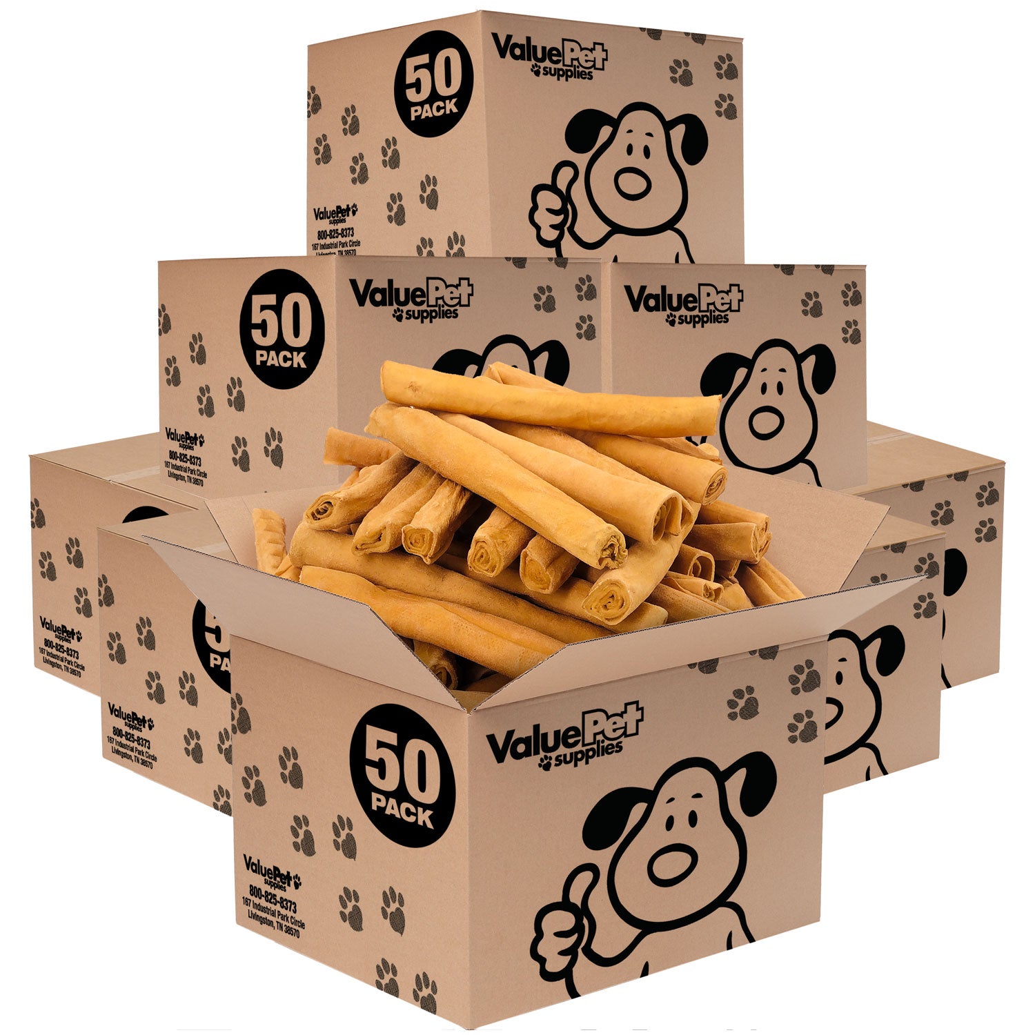 ValueBull USA Retriever Rolls, Premium Thick Cut Rawhide, Thick 9-10 Inch, Smoked, 400 Count Wholesale Pack