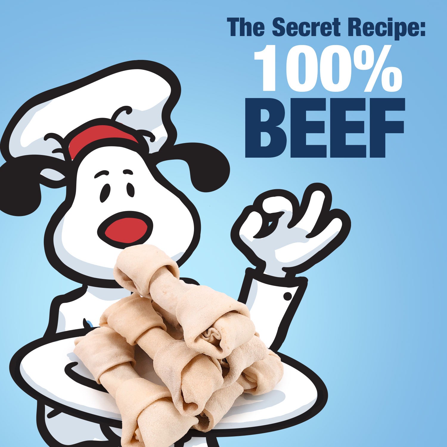 ValueBull USA Rawhide Dog Bones, Premium Thick Cut, 8 Inch, Beef Infused, 50 Count