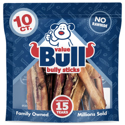 ValueBull Bully Sticks for Dogs, Varied Shapes, Super Jumbo 4-6", 10 ct