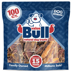 ValueBull Beef Jerky Gullet Strips for Dogs, 100 Count