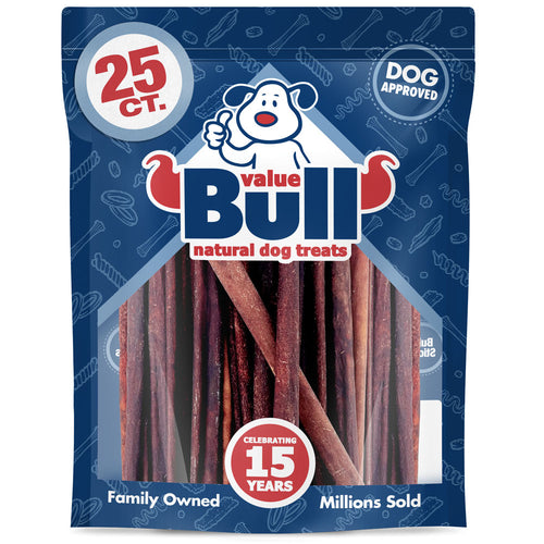 ValueBull Collagen Sticks, Long Lasting Beef Dog Chews, Healthy & Safe, Medium 12 Inch, 25 Count