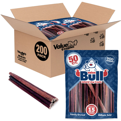 ValueBull Collagen Sticks, Long Lasting Beef Dog Chews, Healthy & Safe, Medium 12 Inch, 200 Count
