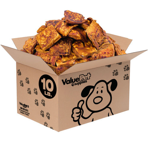 ValueBull Beef Cheek Chips for Dogs, Jumbo 4-5 Inch, Beef Flavored, 10 Pound