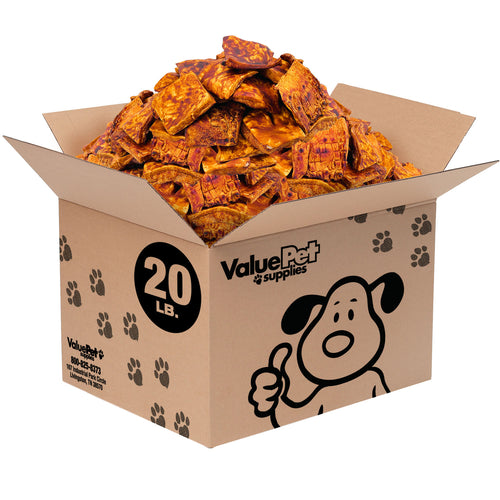 ValueBull Beef Cheek Chips for Dogs, Jumbo 4-5 Inch, Beef Flavored, 20 Pound WHOLESALE PACK