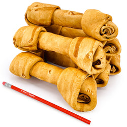 ValueBull USA Rawhide Dog Bones, Premium Thick Cut, 8 Inch, Chicken Infused, 50 Count
