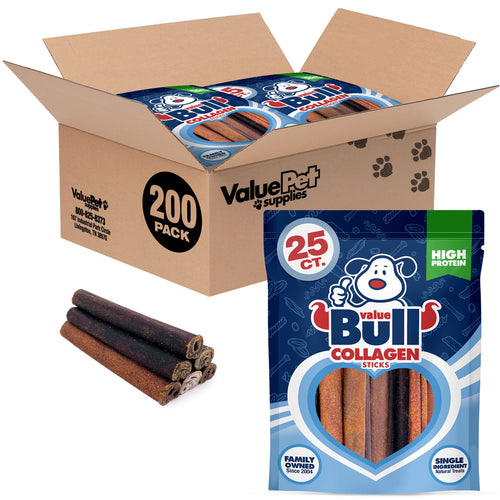 ValueBull USA Collagen Sticks, Premium Beef Dog Chews, 6" Jumbo, 200 Count