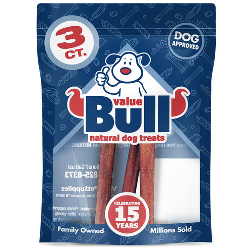ValueBull USA Collagen Sticks, Premium Beef Dog Chews, 6" Thick, 3 Count (SAMPLE PACK)