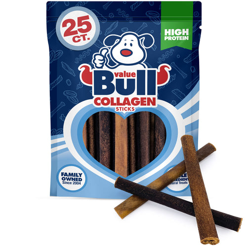 ValueBull USA Collagen Sticks, Premium Beef Dog Chews, Low Odor, 6" Medium, 400 Count