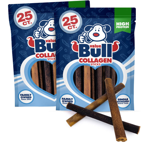 ValueBull USA Collagen Sticks, Premium Beef Dog Chews, 6" Medium, 50 Count