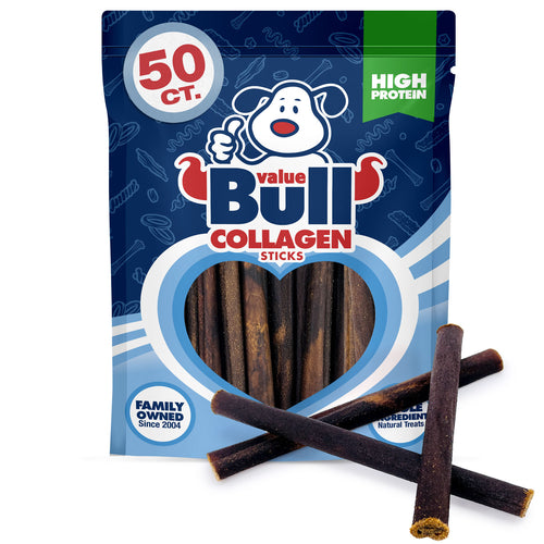 ValueBull USA Collagen Sticks, Premium Beef Small Dog Chews, 6" Thin, 400 Count