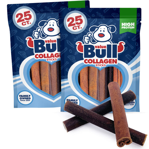 ValueBull USA Collagen Sticks, Premium Beef Dog Chews, 6" Jumbo, 50 Count