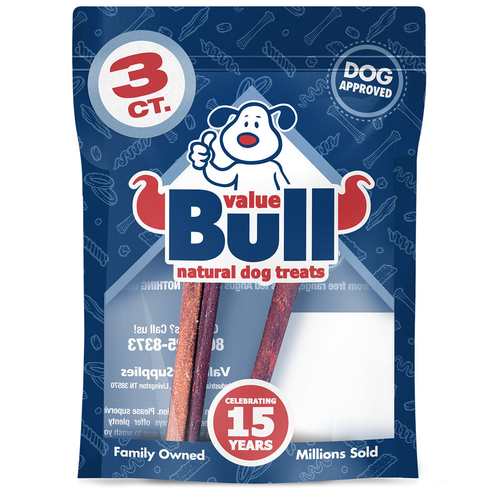 ValueBull USA Collagen Sticks, Premium Beef Small Dog Chews, 6" Extra Thin, 3 Count (SAMPLE PACK)