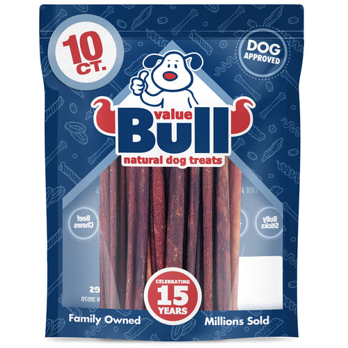 ValueBull USA Collagen Sticks, Premium Beef Dog Chews, Low Odor, 12" Medium, 10 Count