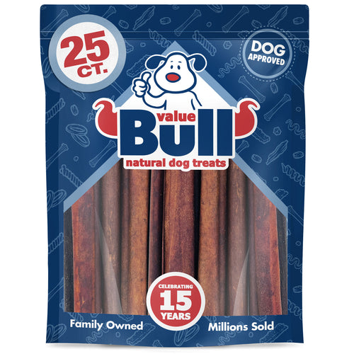 ValueBull USA Collagen Sticks, Premium Beef Dog Chews, 12" Jumbo, 25 Count