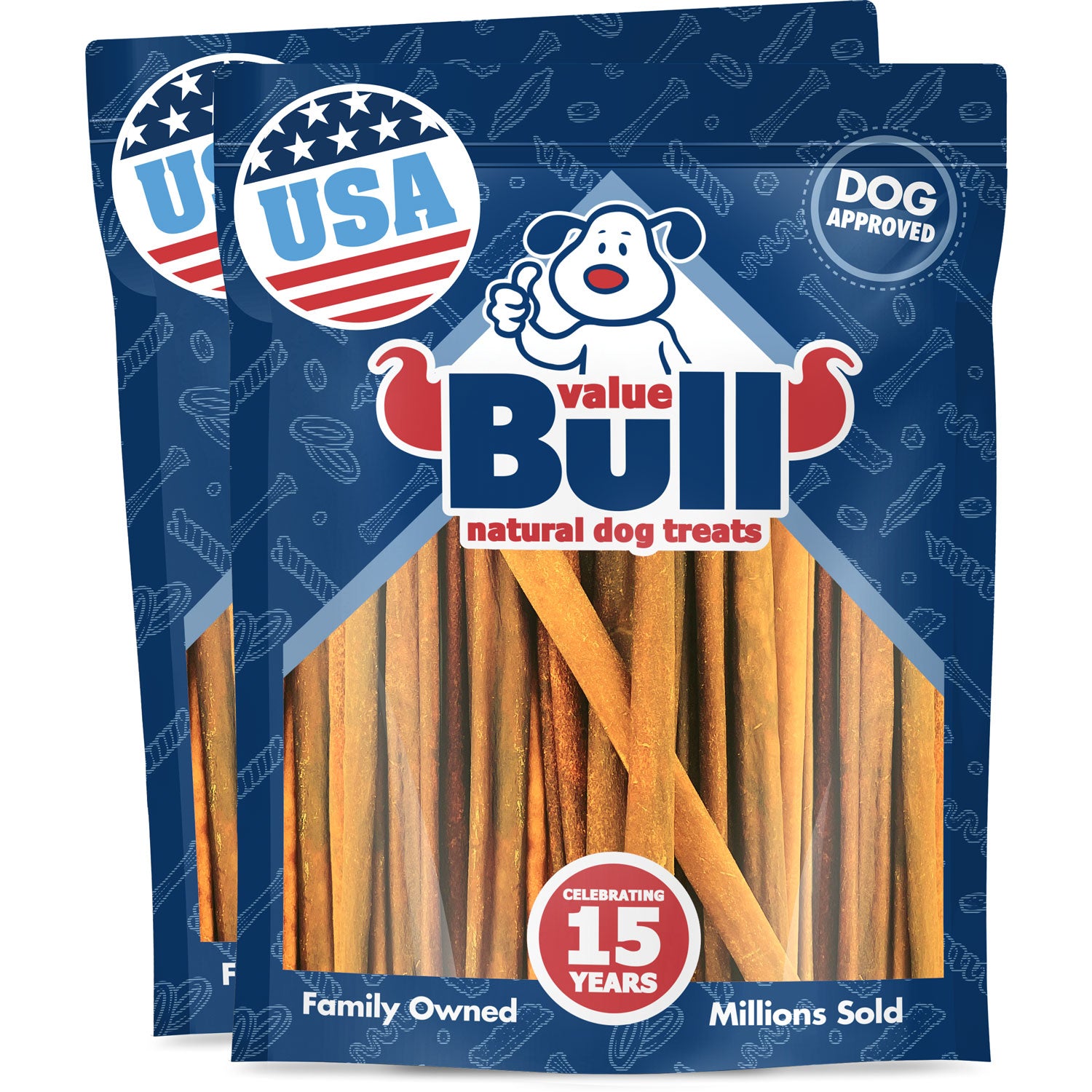 ValueBull USA Collagen Sticks for Dogs, 7-12 Inch Varied Chews, Natural Long-Lasting Dog Treats, 2 Pound