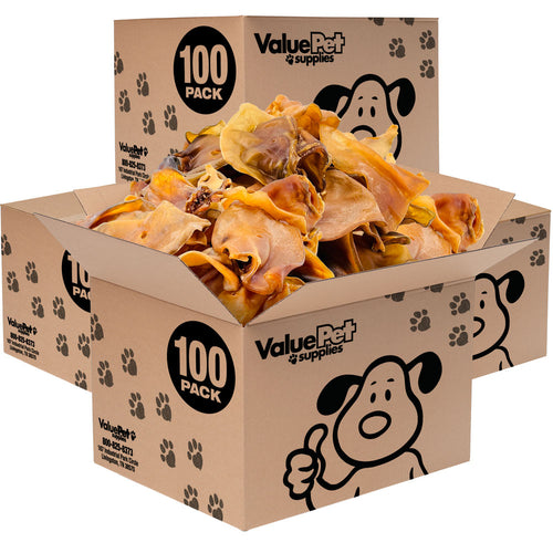 BULK- ValueBull Natural Brown Cow Ears, Bulk, 400 Count