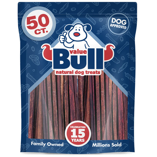 ValueBull USA Collagen Sticks, Premium Beef Small Dog Chews, 12" Extra Thin, 50 Count