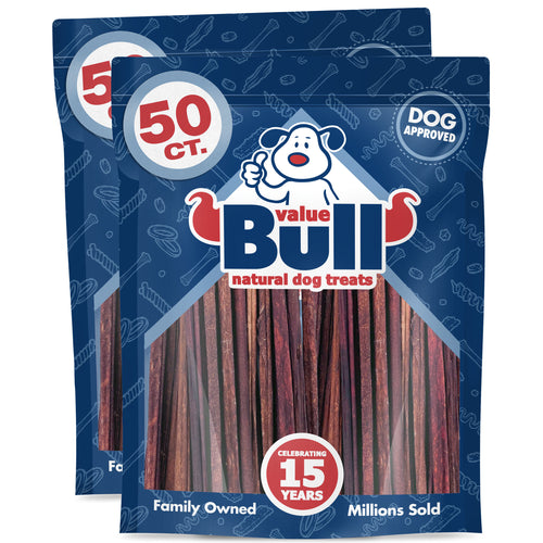 ValueBull USA Collagen Sticks, Premium Beef Small Dog Chews, Low Odor, 12" Extra Thin, 100 Count