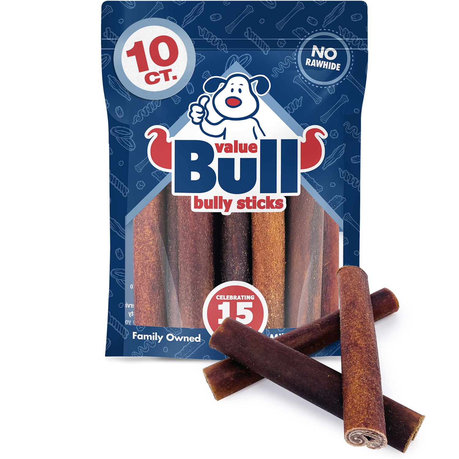 ValueBull USA Collagen Sticks, Premium Beef Dog Chews, 6" Super Jumbo, 10 Count