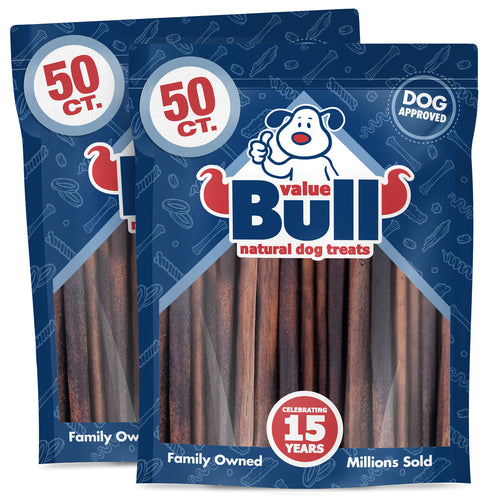 ValueBull Collagen Sticks, Long Lasting Beef Small Dog Chews , Healthy & Safe, Thin 12 Inch, 100 Count