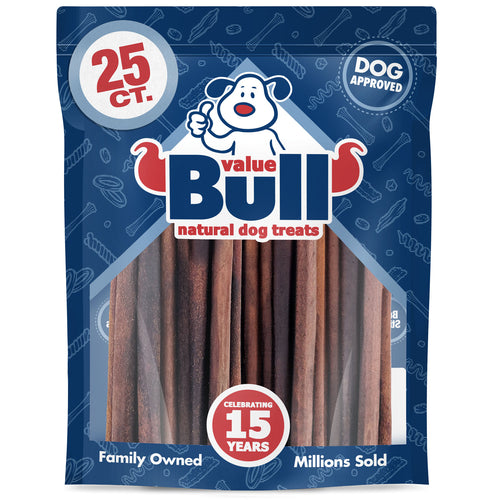 ValueBull Collagen Sticks, Long Lasting Beef Small Dog Chews , Healthy & Safe, Thin 12 Inch, 25 Count