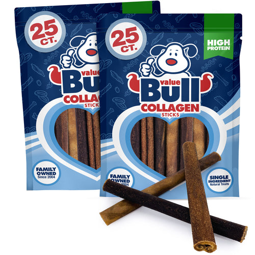 ValueBull Collagen Sticks, Long Lasting Beef Dog Chews, Healthy & Safe, Medium 6 Inch, 50 Count