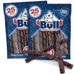 ValueBull USA Smoked Collagen Sticks For Small Dogs, 10-12" Thin Spirals, 50 ct