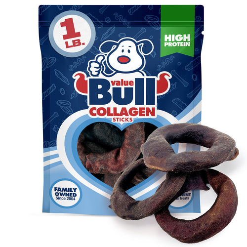 ValueBull USA Beef Collagen Rings For Dogs, Lightly Smoked, 4", 1 lb
