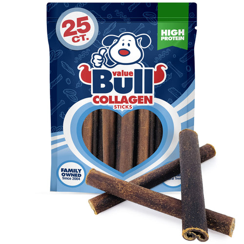 ValueBull Collagen Sticks, Long Lasting Beef Dog Chews, Healthy & Safe, Thick 6 Inch, 400 Count