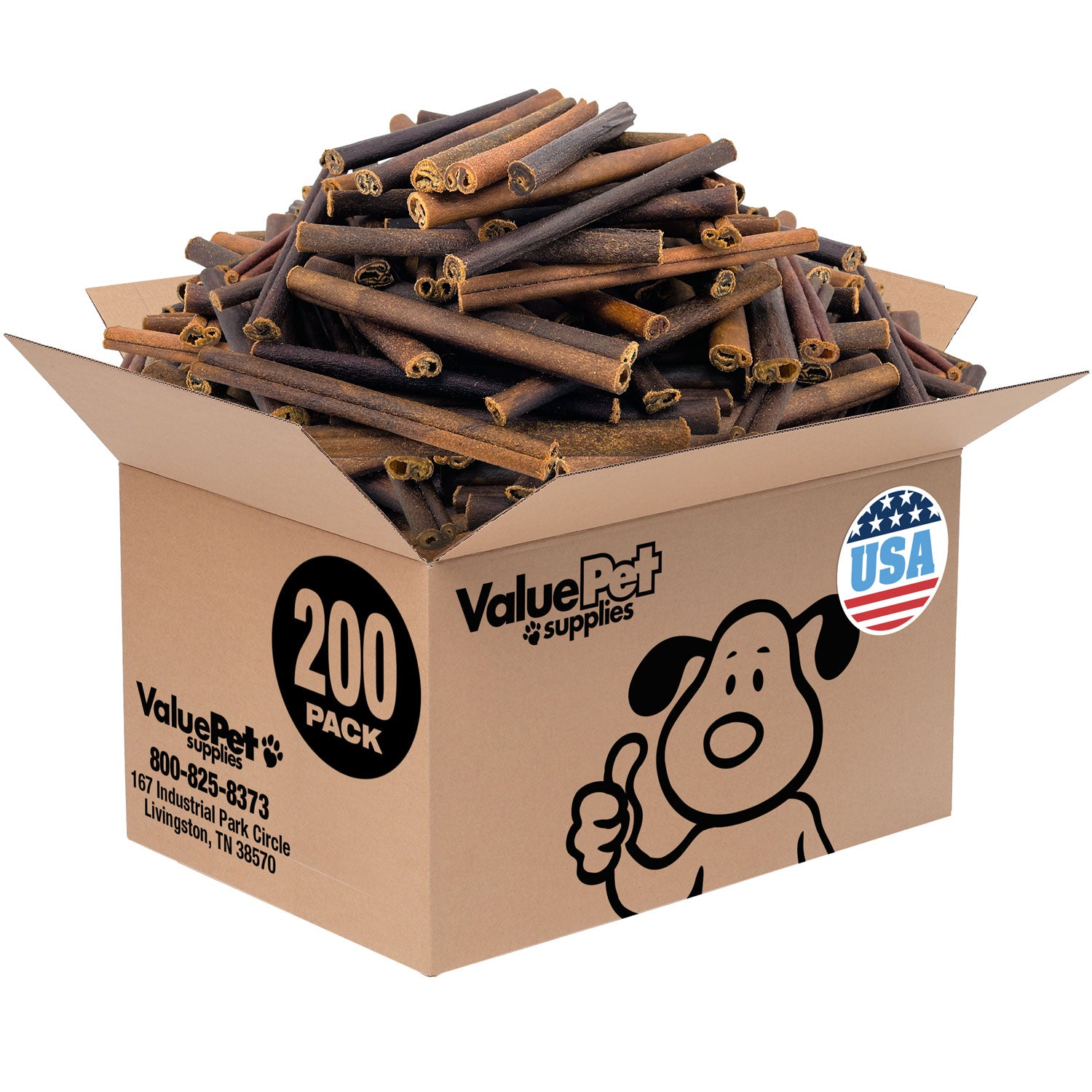 ValueBull USA Collagen Sticks for Dogs, 6 Inch Medium Chews, Natural Long-Lasting Dog Treats, 200 Count Bulk Pack