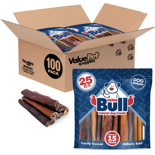 ValueBull Collagen Sticks, Long Lasting Beef Dog Chews, Healthy & Safe, Jumbo 6 Inch, 100 Count