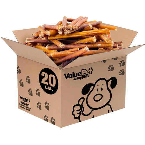 ValueBull Bully Sticks For Small Dogs, Thin 6 Inch, 20 Pounds (est. 640 Sticks) WHOLESALE PACK