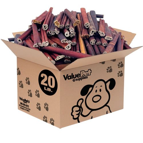 ValueBull USA Collagen Sticks, Premium Beef Dog Chews, Low Odor, 6" Thick, 20 Pound (est. 302 Sticks) WHOLESALE PACK