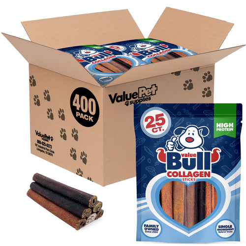 ValueBull USA Collagen Sticks, Premium Beef Dog Chews, 6" Jumbo, 400 Count