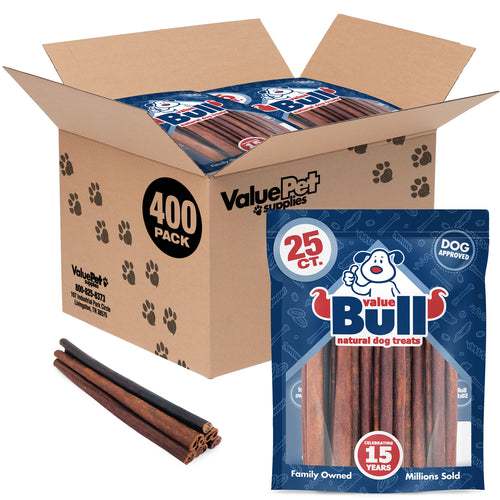 ValueBull USA Collagen Sticks, Premium Beef Dog Chews, 12" Thick, 400 Count