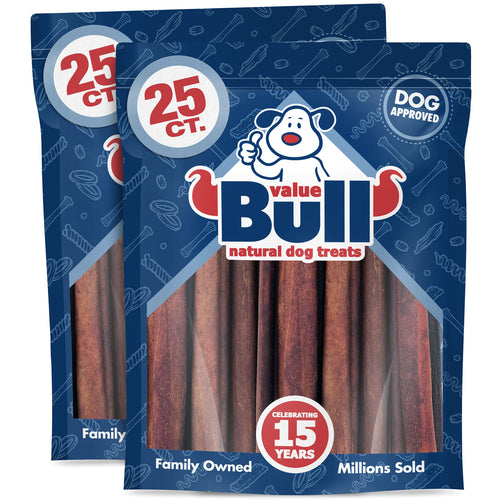 ValueBull Collagen Sticks, Long Lasting Beef Dog Chews, Healthy & Safe, Jumbo 12 Inch, 50 Count