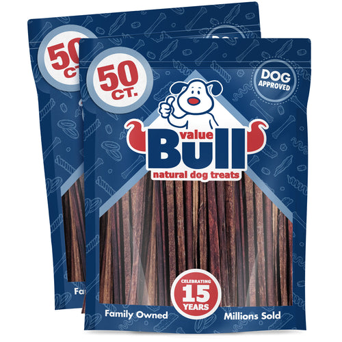 ValueBull Collagen Sticks, Long Lasting Beef Small Dog Chews , Healthy & Safe, Extra Thin 12 Inch, 100 Count