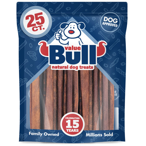 ValueBull Collagen Sticks, Long Lasting Beef Dog Chews, Healthy & Safe, Thick 12 Inch, 25 Count