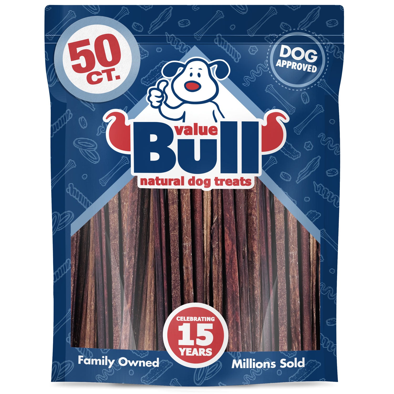 ValueBull Collagen Sticks, Long Lasting Beef Small Dog Chews , Healthy & Safe, Extra Thin 12 Inch, 50 Count