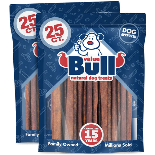 ValueBull Collagen Sticks, Long Lasting Beef Dog Chews, Healthy & Safe, Thick 12 Inch, 50 Count