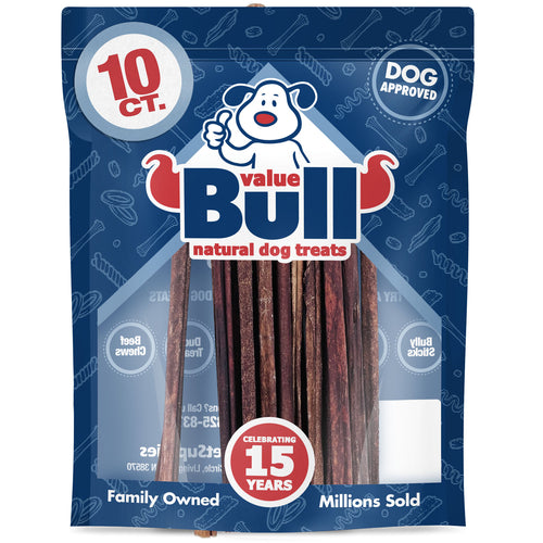 ValueBull Collagen Sticks, Long Lasting Beef Small Dog Chews , Healthy & Safe, Extra Thin 12 Inch, 10 Count