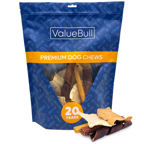 NEW- ValueBull USA Collagen Variety Mix, Beef Chews for Dogs, Smoked, Fun Shapes, 1 Pound