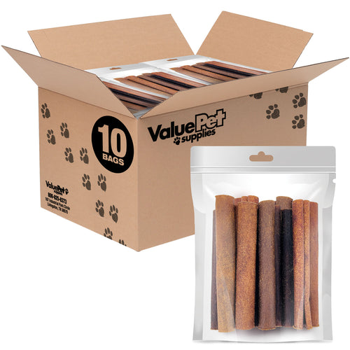ValueBull USA Collagen Sticks, Premium Beef Dog Chews, Low Odor, 6" Jumbo, 100 Count RESALE PACKS (10 x 10 Count)