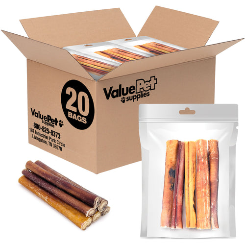 ValueBull Bully Sticks for Dogs, Thick 6 Inch, 100 Count RESALE PACKS (20 x 5 Count)