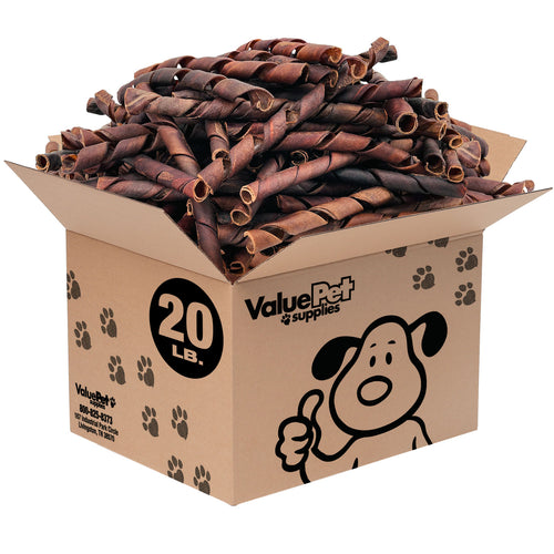 ValueBull USA Smoked Collagen Sticks For Small Dogs, 10-12" Thin Spirals, 20 lb WHOLESALE PACK