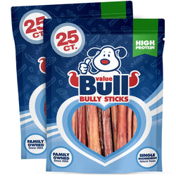 ValueBull Bully Sticks, Low Odor Premium Dog Chews, Medium 6", 50 ct