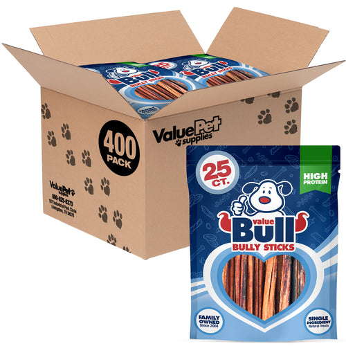 ValueBull Bully Sticks for Dogs, Medium 6 Inch, 400 Count