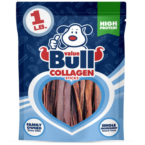 ValueBull Collagen Sticks Long Lasting Beef Dog Chews, Varied Shapes & Sizes, 1 LB