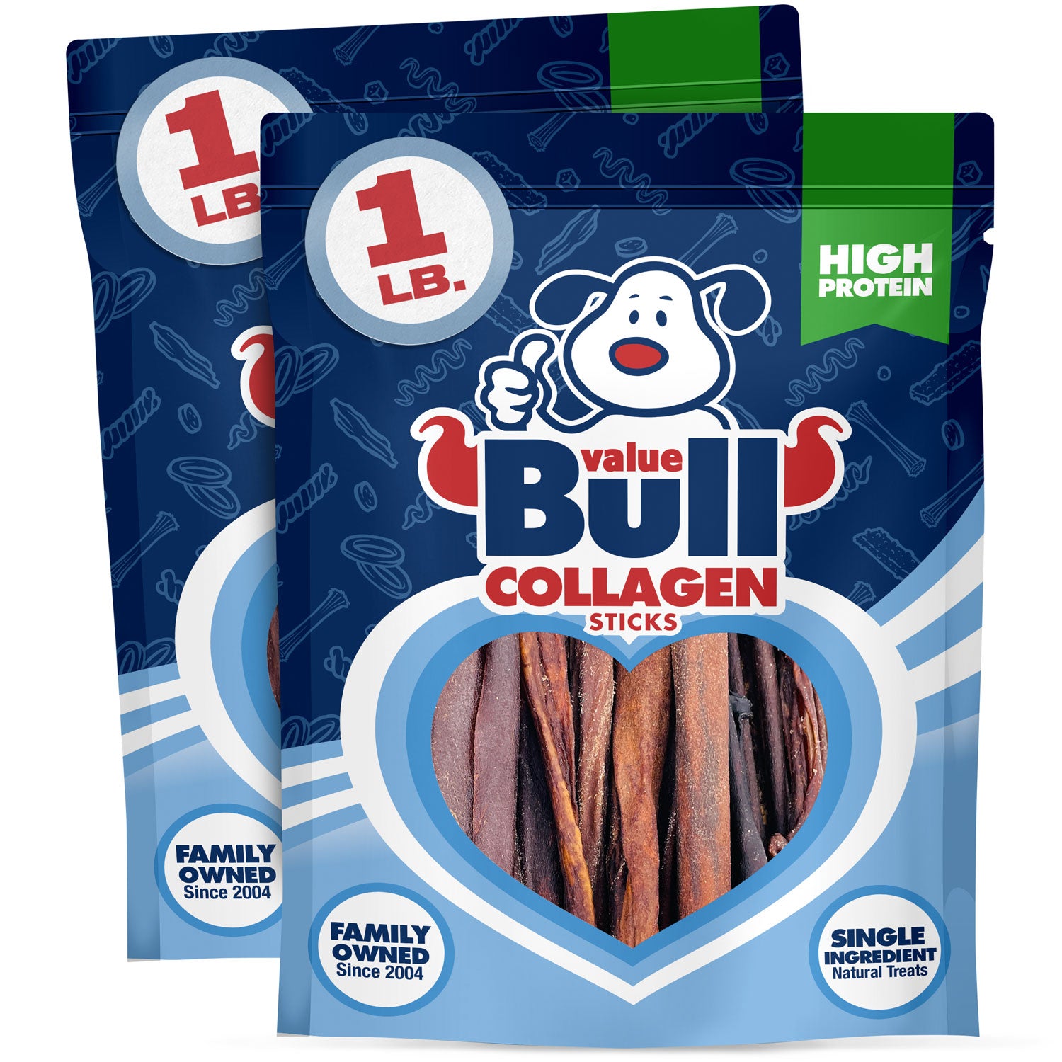 ValueBull Collagen Sticks Long Lasting Beef Dog Chews, Varied Shapes & Sizes, 2 lb.